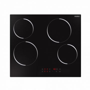 VIVAX Plita incorporabila VIVAX BH-04MVC, Vitroceramica, Patru zone de gatit, Boost, Control touch, Timer, Putere maxima 8000 W, Timer digital, Setari putere in 9 trepte, Indicator caldura reziduala, Sticla securizata, 60 cm, Negru