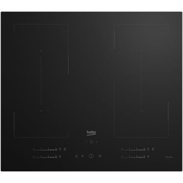 Beko Plita cu inductie incorporabila Beko HII64720QUF2T, 59cm, 4 zone de gatit, Touch control, Neagra