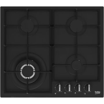 Beko Plita incorporabila BEKO HBIAG64225SB, Gaz, 4 arzatoare, arzator Wok, oprire automata, negru