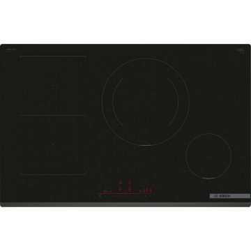 BOSCH Plita cu inductie Bosch Serie 6 PVS831HB1E, 80 cm, 4 zone CombiZone, TouchSlider, PowerBoost, cookConnect & Home Connect, Negru