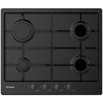 CANDY Plita incorporabila Candy CHW6BRBB, Gaz, 4 arzatoare, 60 cm, Negru