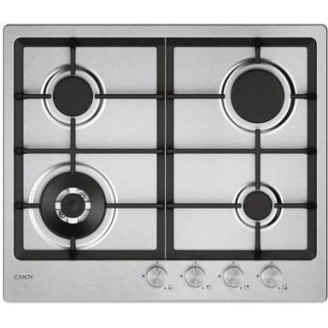 CANDY Plita pe gaz Incorporabila, Candy CHG6BF4WTX, Clasa A, 4 arzatoare pe gaz, Grile emailate, 60 cm, fonta, Inox