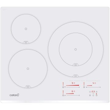 Cata Plita cu inductie incorporabila Cata INSB 6030 WH, 59cm, 3 zone de gatit, Touch control, Alb
