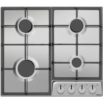 hansa Plita incorporabila Hansa BHGI630542, Gaz, 4 arzatoare, Aprindere electrica, Gratare de fonta, Gaz pe metal, 60 cm, Inox
