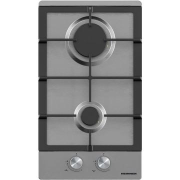 HEINNER Plita incorporabila Heinner HBH-M302FIX, Gaz, 2 arzatoare, Gratar fonta, Aprindere electrica, Dispozitiv de siguranta, 30 cm, Inox