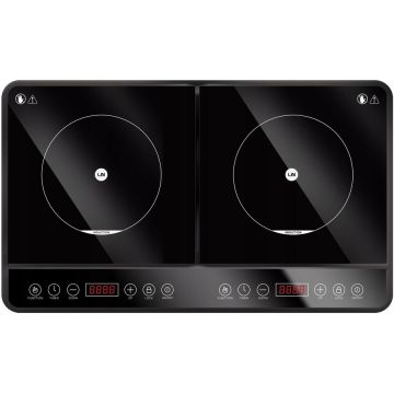 LIN Plita cu inductie LI-35P2N cu temporizator dublu de 3500 W, Negru