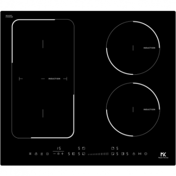 Master&nbsp;Kitchen Plita inductie Master Kitchen, design sticla neagra, latime 60 cm, 4 zone de gatire independente, 1 zona bridge, comenzi slide touch, afisaj white LED