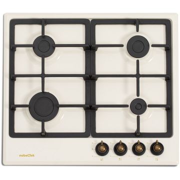 NobeLTek Plita incorporabila NobeLTek NHBG-9746RBJ, gaz, design rustic, crem